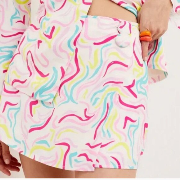 For Love And Lemons Noah Skirt Feather Light Summer Mini White Multicolor Large - Picture 1 of 9